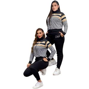 女性ジャージファッションレタープリント 2 ピーススーツトップスパンツスウェットシャツセットジョギング衣装
