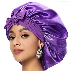 Satin Solid Sleeping Hat Night Sleep Cap Hair Care Bonnet Nightcap For Women Men Unisex Caps