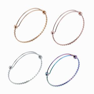 Wholesale stainless steel wire for crafts for sale - Group buy Stainless Steel Diy Adjustable Bangle Fashion Simple Crafts Jewelry Charms Wire Thread Bracelet Women