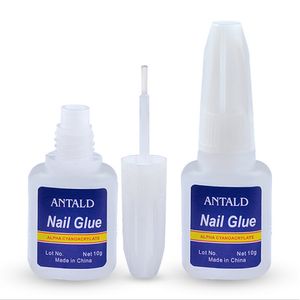 10g spiklim för falska nageltips glitter akryl dekoration med pensel snabb torkning lim stickiga nagelverktyg