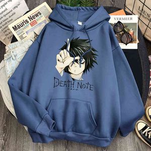 Death Note Japan Anime Print Hoodies Man Sweatshirts Vintage Harajuku Loose Causal Streetwear Hooded Mens Comics Cartoon Hoodie H1227