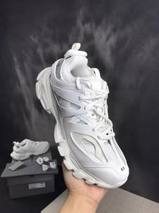 المصممون منصة عارضة أحذية النساء الرجال المسار 3.0 أحذية رياضية شبكة نايلون المطبوعة الجلود المدربين الثلاثي s الحذاء مع مربع