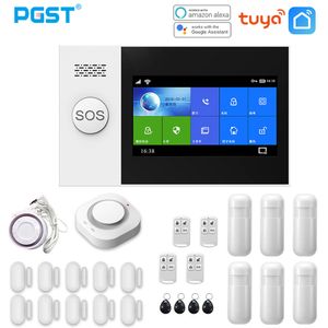 PGST pg107 Tuya Alarm System 4.3 polegadas Screen WiFi GSM GPRS Assaltante Home Segurança com Detector de Fumaça do Sensor de Movimento PIR
