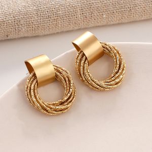 Fashion Gold Round Alloy Earring For Women Statement Korean Geometric Drop Earrings Wedding Jewelry Accessories