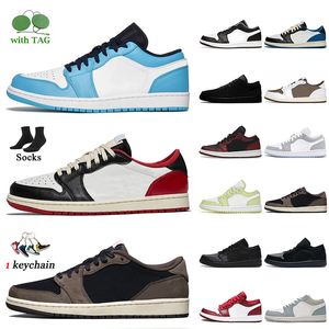 Herr 1s Låg 1 UNC Basketskor Retro Chicago Cactus Jacks Black Toe Vit Kolfiber All-Star Arctic Punch Hyper Royal Mörk Rödbetor Herr Dam Sports Sneakers