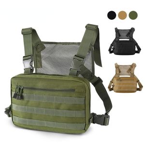 Stuff Sacks Tactical Chest Bag Molle Military Combat Front Pack Vest Hip Hop Backpack Detachable Strap Zipper Pockets Outdoor Hunting Bags