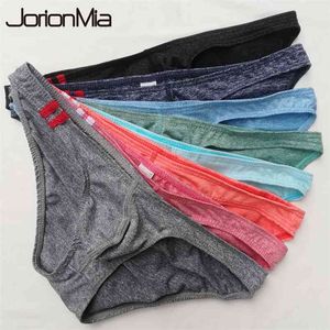 5pcs Low Waist Men's Cotton Briefs Sexy Temptation Mens Underwear Penis Pouch Underpants Man Bikini Briefs Cueca Masculina E-022 210730