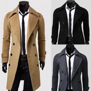 Cappotto invernale da uomo caldo trench doppiopetto giacca lunga top soprabito soprabito 210819