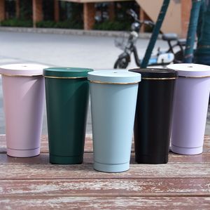 25oz Travel Tumblers Stainless Steel cups 750Ml with metal Straw Lid Insulated Coffee Mugs Drinking Bottle for Home Office Camping Hiking Keep Drinks Heat & Cold