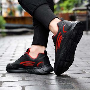 Good Sneaker Breathable running shoes men black red lightweight soft sole versatile mens leisure sports sneakers trainers