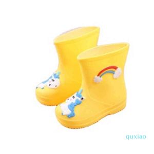 New Rainbow Unicorn Boots Kids Waterproof Baby Girls Non-slip PVC Rubber Water Shoes Children Rain