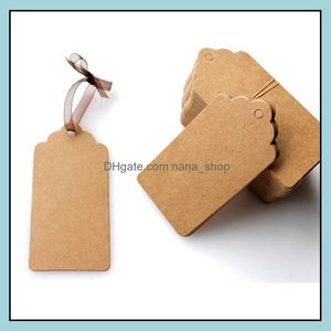 علامات بطاقة السعر مجوهرات التعبئة والتغليف عرض 500pcs دانتيل دانتيل الأسقلوب تسمية Lage Kraft Paper Tags