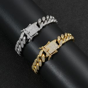 Hip-hop Rings Copper Cuban Chains Irconium-filled Men's Bracelet Micro-zircon Ring