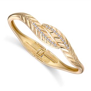 Fashion Statement Leaf Shape Bracelet Cuff Bangle for Women Gold Plated Metal Statement Bracelet Open Bangle Trendy Jewelry Q0717