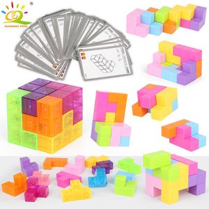 Huiqibao leksaker magnetiska magiska kub byggstenar antistress cubo pedagogiskt lärande d pussel leksaker för barn färg slumpmässigt Q0723
