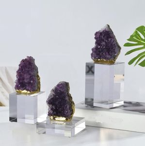 Light Luxury Transparent Base Natural Amethyst Artware Heminredning Demagnetisering Bröllop Creative Craft Presenter