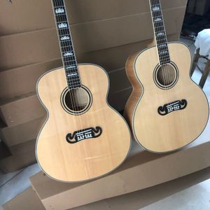 43 cale Naturalne Jumbo 200 Gitara akustyczna Stałe świerk Top Płomień Klon Elektryczny Folk Klasyczny Guitare Acoustique Rosewood Fretboard