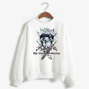 Mäns Unisex Sweatshirt Japansk Anime Cool Asta Tryckt Hoodie Streetwear Black Clover Casual Sweatshirts Street Style Top H1227