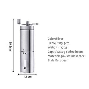 Mini molinillo de café de cerámica Manual plegable, molinillo de mano, acero inoxidable ajustable 210423