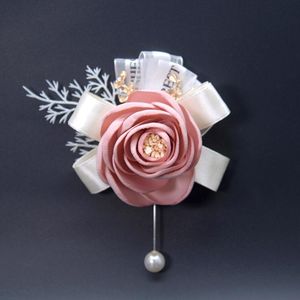 Decorative Flowers & Wreaths 2pc Brooch Flower Artificial Fabric Bride Bridegroom Wrist Corsage Wedding Supplies