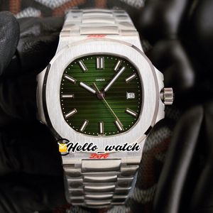 40 мм 5711 / 1a-014 5711 спортивные часы CAL.324 Автоматические мужские часы Зеленый текстурированный набор из нержавеющей стали браслет наручные часы Hello_Watch