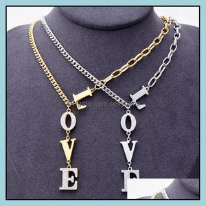 Pendant & Pendants Jewelrytitanium Steel Plated 18K Gold Love Letter Thick Necklace Jewelry Suitable For Couple Necklaces Drop Delivery 2021