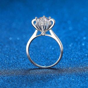 Real Moissanite Corolla Anel de Noivado Mulheres 14K Branco Banhado A Ouro Sterling Silver Diamante Anéis Casamento Banda de Noiva