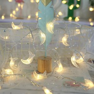 Księżyc Smyczkowe Światła Fairy Lighting Copper Wire Battery Operate Twinkle Indoor Party Wedding Festival Decoration Ciepłe białe paski LED
