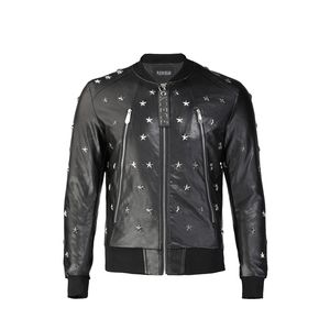 Plein Bear Winter Autumn Men Coat Jacket Slim Faux Leather Motorcycle Pu Faur Jackets Long-Longweve Outerwear Coats 84159