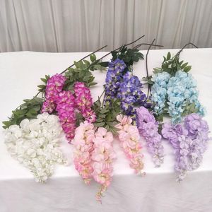 装飾的な花の花輪3Forksロングウィスティア人工家の結婚式アーチデコの天井植物の藤の花束パーティーガーランドの装飾