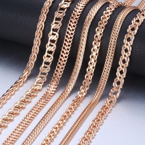 Chains Personalize Necklace For Women Men 585 Rose Gold Venitian Curb Snail Foxtail Link Fashion Jewelry 50cm 60cm CNN1