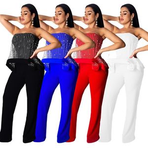 Women s Jumpsuits Rompers Summer Women Patchwork Tulle Mesh With Bead Sleeveless Tube Top Backleass Night Club Wear Sexy Evening Over