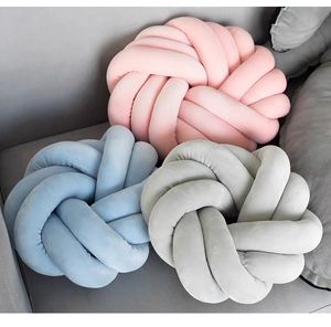 DIY Chunky Yarn Hand Knot Car Seat Cushion White Bed Throw Pillow Cute Home Decorative Doughnut Sofa Chair Back Cushions