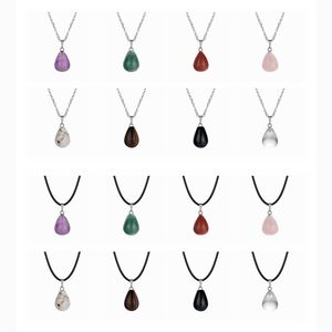 Teardrop Gemstone Wisiorki Naturalne Spadek Charms Water-Drop Kryształ Kamień Kobiety Naszyjnik Dla DIY Tworzenia Biżuterii