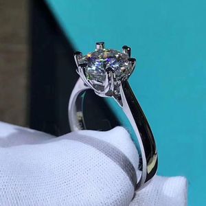 Pure 18K White Gold 1ct 2ct 3ct classic Moissanite jewelry Wedding Party Anniversary Ring For Women