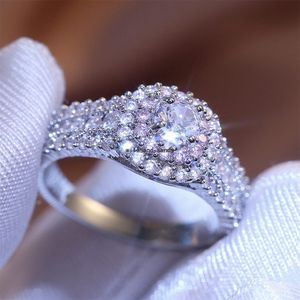 Uppdatera Zircon Cubic Diamond Wedding Rings for Women Fashion Jewelry Round Gemstone Zircon Engagement Ring Band Finger Ring for Women Will and Sandy