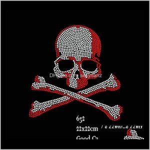 Sying Notions Tools Apparel Drop Delivery 2021 30pcslot Fix Rhinestone Iron on Transfers Big Crystaled Skull Motivs DIY för T -shirt gi0pj