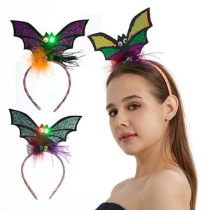 Halloween LED Lights Bat Headdress Festlig parti Leveranser Wacky Headband Dekorativ Cosplay Headdress Hoop Hat Headwear Decor Present