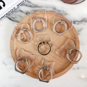 Klare Kristall-Fingerring-Griffhalter, Stents, transparentes PC, 360-Grad-Drehung, Schnalle, Ständerhalterungen, universelle Handy-Halterungen, Ständer, 8 Stile