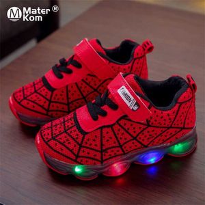 Rozmiar 21-35 Baby LED Buty z światłami Mesh Toddler dla dzieci Chłopcy Luminous Girls świecące Sneakers Dzieci 220115