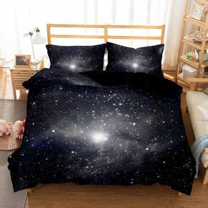 Mısır Siyahı toptan satış-Yatak Setleri Housse de Couster x220 Galaxy Yatak Odası Seti Kraliçe Yorgan Mısır Pamuk Siyah Yıldız King Boyu Yatak Ev