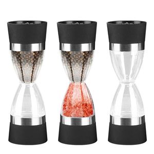 Ręcznie 2 w 1 Klepsydra Kształt Dual Salt Pepper Mill Shaker Shaker do kuchni Narzędzia do gotowania Łatwe do czyszczenia CA 210712