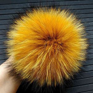 Niestandardowe luksusowe futro szopowe Pompon 100% Naturalne Fox Pom Handmade Duże Włosy Pompon z klamrą Hurtownie Y21111