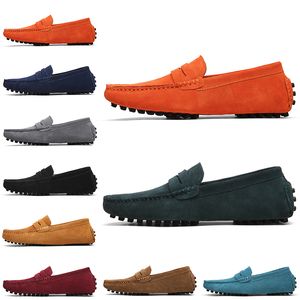 Dress High Non-brand Men Quality Suede Shoes Black Dark Blue Red Gray Orange Green Brown Mens Slip on Lazy Leather Shoe s18 s704 s