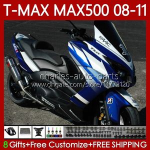 Motorradkörper für Yamaha T-MAX500 TMAX-500 MAX-500 T 08-11 Karosserie 107No.17 TMAX Blau weiß MAX 500 TMAX500 MAX500 08 09 10 11 XP500 2008 2009 2010 2011 Verkleidungen