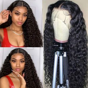 13x4 HD Lace Front Wigs Cabelo Humano Para Mulheres Negras 10A Não Transformada Virgem Brasileira Kinky Curly Renda-Frontal Peruca pré-arrancada com cabelos de bebê 150% densidade 22 polegadas