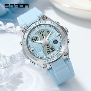 Sanda 브랜드 패션 럭셔리 디지털 시계 남성 여성 이중 디스플레이 전자 시계 방수 스포츠 실행 시계 Herrenuhr G1022