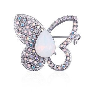 Szpilki, broszki błyszczące kryształ motyl owad dla kobiet czarny Rhinestone Opal Broszki Pins Damskie akcesoria Biżuteria Dziewczyny Urok Prezent