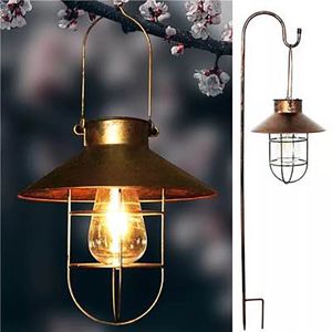 Schwarz/Bronze Retro Solarbetriebene Laterne Außenhängeleuchte Vintage Lampe mit warmem - Bronze+Kleine Größe