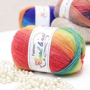 1 PC Wysokiej Jakości 100% Australian Wool Crochet Przędza Gruba Do Ręcznie Knitting Laine A Tricoter Rainbow Space Dared Baby Yarns Wool Threa Y211129